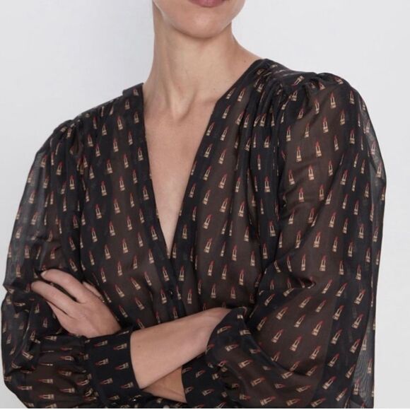 Zara Black Sheer Bodysuit - Picture 2 of 8